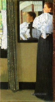 ジュリアン・オールデン・ウィアー Painting - 鏡に映る顔 ジュリアン・オールデン・ウィアー
